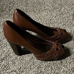 Elegant Brown Peep-Toe Heels